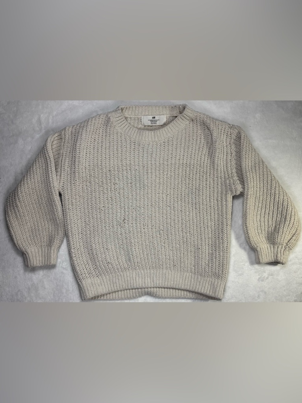 H&M girls’ 6‑7Y beige knit sweater with a soft waffle texture